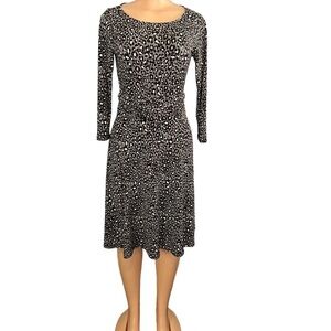 Leota Grey Animal Print Long Sleeve Jersey Dress